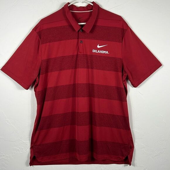 🔥🏈 OKLAHOMA SOONERS NIKE Dri-Fit Crimson Golf Polo Shirt Men Sz XL - EUC - Picture 1 of 9